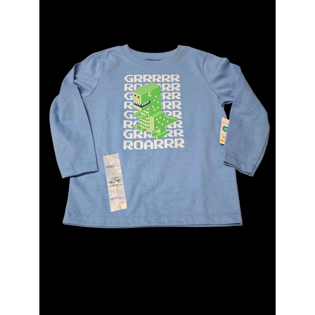 Nwt Toddler Boys Roaring Dinosaur Long Sleeve Shirt Size 2t